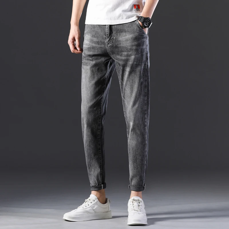 Popular Men Streetwear Brand Slim Fit Denim Pants For Male Hip Hop Stretch New Trousers pancil pants joker teenagers Ankle length trouse
