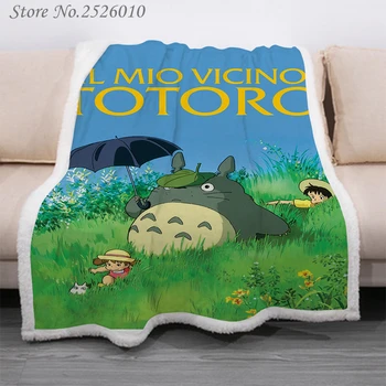 

Throw blanket Anime Totoro 3D Velvet Plush Blanket Bedspread For Kids Girls Sherpa Blanket Couch Quilt Cover Travel 02