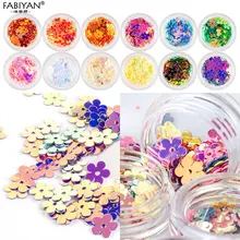 12 горшок для дизайна ногтей смешанный цветочный украшение блестки акриловое ремесло блестки швейные принадлежности 3D наконечник DIY дизайн УФ гель лак
