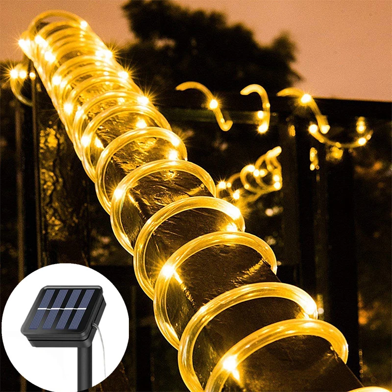 Guirnalda luces LED solares para exteriores, iluminación de tubo de cuerda para jardín, hadas, vacaciones, fiesta de Navidad, 50/100/200/300 LED|Cadenas de iluminación| - AliExpress