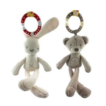 

Cute Baby Crib Stroller Toy Rabbit Bunny Bear Soft Plush Infant Doll Mobile Bed Pram Animal Hanging Soothing Doll Fun Pendant