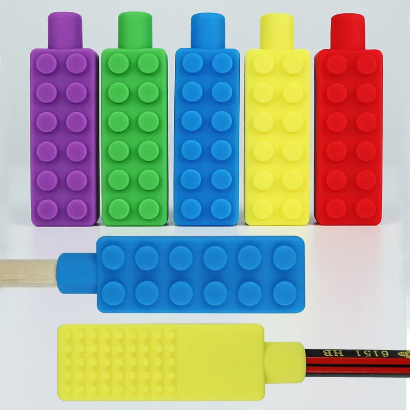 Nouveau 1 pièces sensoriel collier à mâcher brique à mâcher enfants Silicone mordant crayon Topper sucette Silicone biberon en tétine jouet de dentition