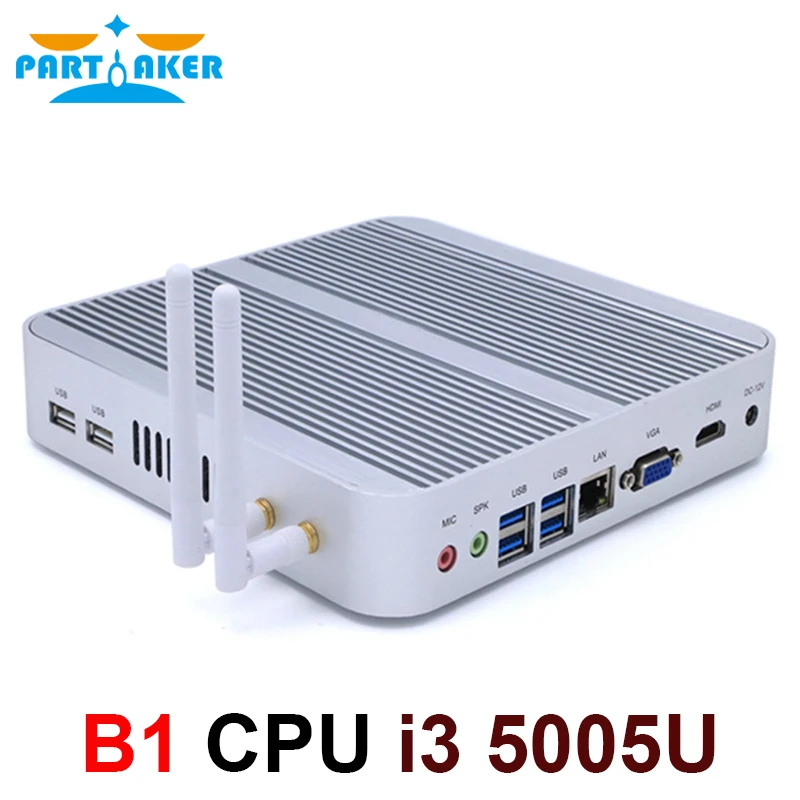 Продажа Причастником B1 Мини ПК Intel Core i3 5005U офисный компьютер 4K 300M WiFi HDMI VGA 6 * USB Gigabit Ethernet Windows 10 Linux HTPC