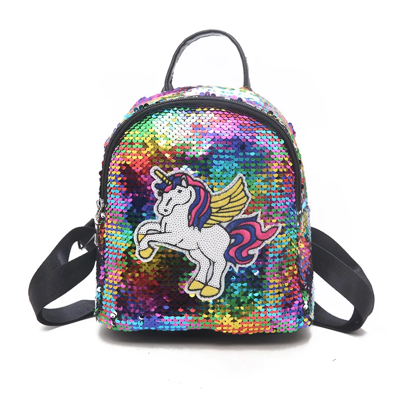 

2019 New Style Unicorn Backpack College Style Sequin Bag CHILDREN'S Students Men And Women Children School Bag Casual Travel Bag