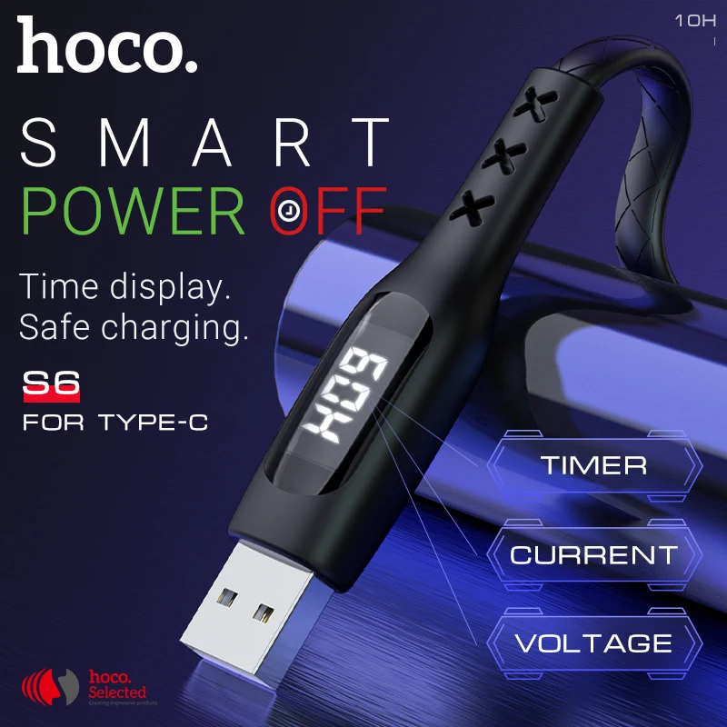 hoco usb зарядный кабель тайп си с таймером передача данных таймер времени зарядки