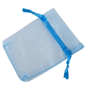

100- 1 Light blue Organza Bags candy bags 7*9cm .