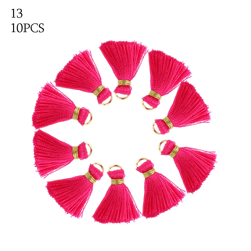10pcs 2cm Mini Colorful Silky Tassels Pendant Drop Jewelry DIY Boho Bracelet Necklace Earring Hanging Garment Making Supplies - Цвет: 13