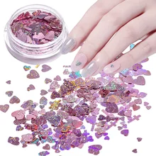 Маникюр персик сердце блесток глаз Макияж блесток яркий градиент Маникюр Мерцающий Порошок блесток лазер десять звезд блесток 12 шт