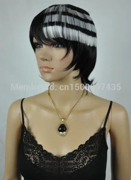 

Wig SOUL EATER cosplay Wig Soul Eater DEATH THE KID Black and White Layered colors Free Shipping
