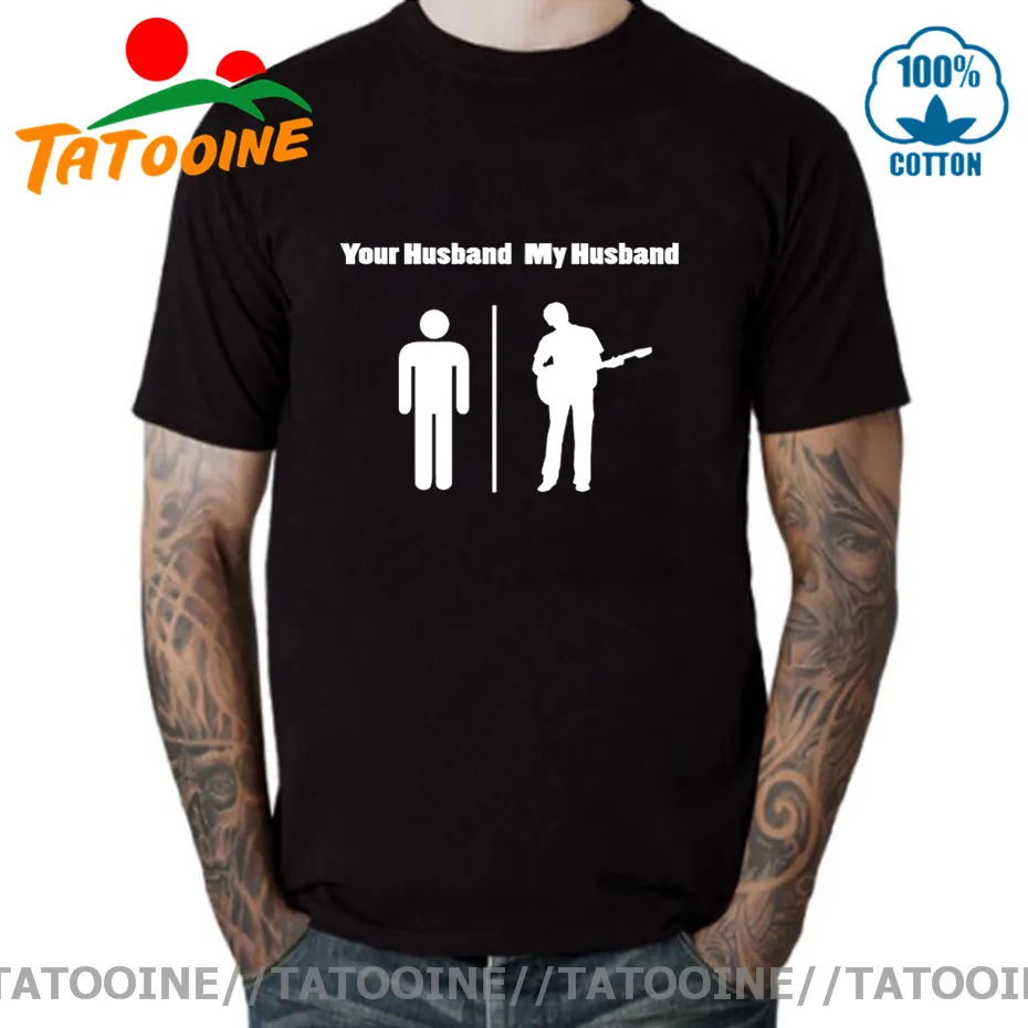 Футболка Tatooine для вашего мужа мой муж любит гитару Мужская футболка гитаристов