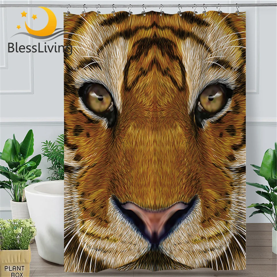 Занавеска для ванной blesslife с 3D тигровым лицом водонепроницаемая занавеска душа