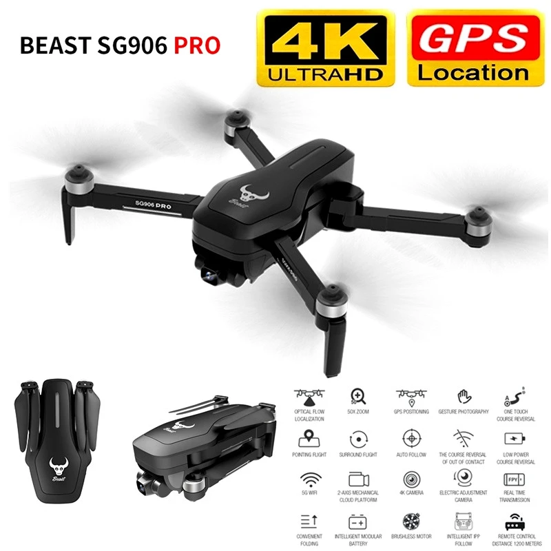 SG906 PRO 4K GPS Дрон с 2 осевым антивибрационным самостабилизирующимся шарниром WiFi FPV