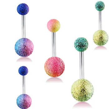 

30pcs 316l Surgical Steel Assorted Colors With Double Rainbow Matte Balls Belly Button Ring Navel Piercing Body Jewelry 14g