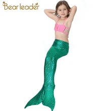 Bear leader/комплекты одежды для девочек г. Новое летнее платье для девочек костюм-бикини с хвостом русалки купальный костюм 3 шт. для От 3 до 12 лет