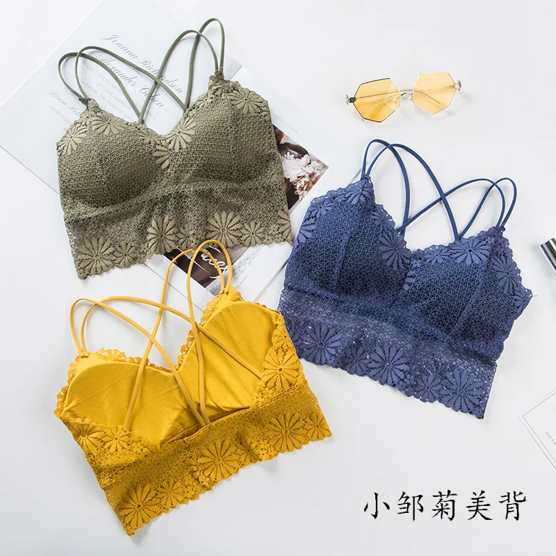3D Sexy Lace Girl Lingerie Seamless Vest Sport Bra Backless Strapless 