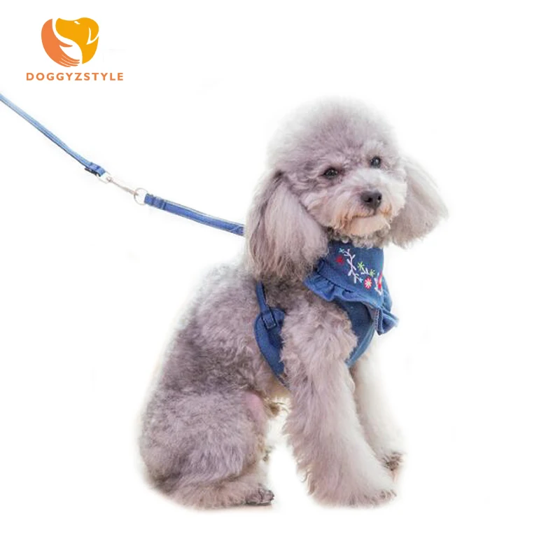 Джинсовый собачий ошейник и поводок вышитые джинсы жилет для домашних животных