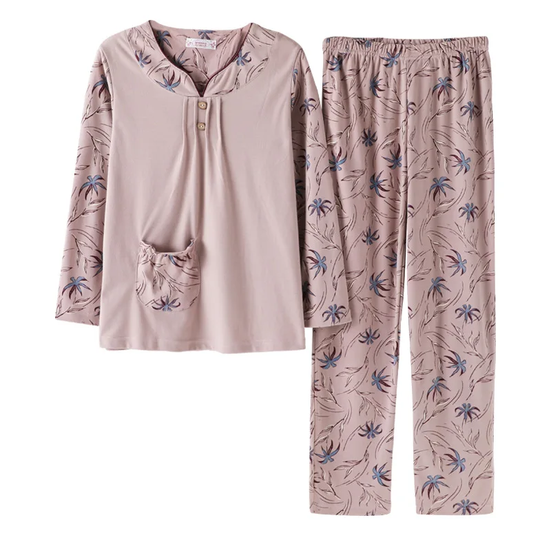 Новые хлопковые осенние зимние женские пижамы комплекты ночных рубашек женская пижама с рисунком Женская Осенняя Домашняя одежда Весенняя Пижама пижамы