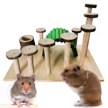 

Wooden Hamster Nibble Molar Toy Playground Activity Climb Platform Rat Hideouts Dwarf Mice Chewing Toys Entertainment