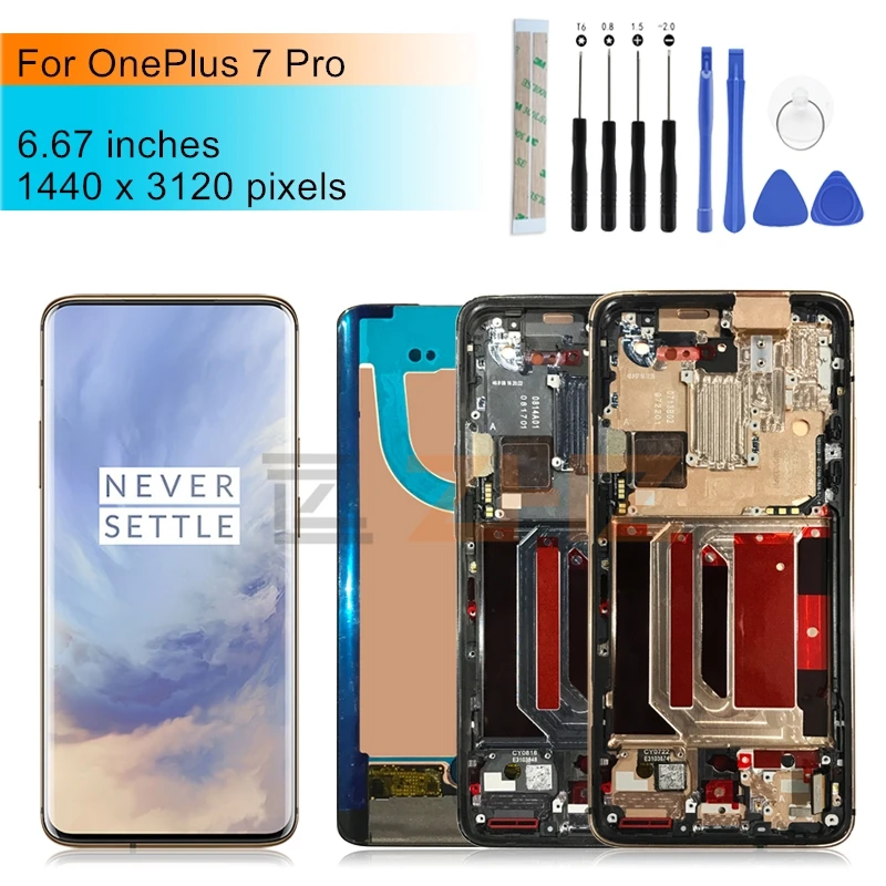 

AMOLED For OnePlus 7 Pro LCD Display Touch Screen Digitizer Assembly With frame 1+7pro Screen Replacement Repair Parts 6.67"