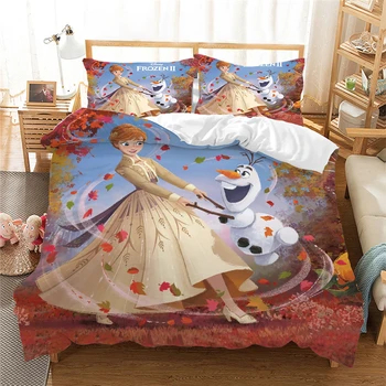 

Polyester Anna Elsa Bedding Set Queen King Size Frozen Bed Set Children Girl Duvet Cover Pillow Cases Comforter Bedding Sets