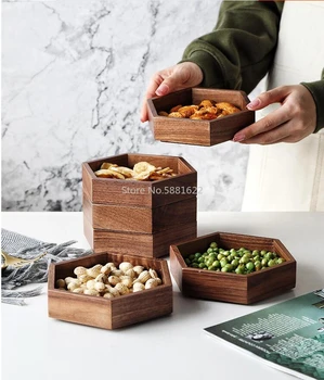 

European Solid Wood Snack Plate Creative Candy Box Modern Home Living Room Storage Compartment Coffee Table Dried Fruit Plate