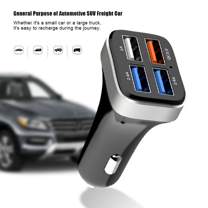 Новое автомобильное зарядное устройство Быстрая зарядка 4 usb порта для смартфонов Аксессуары для транспортных средств