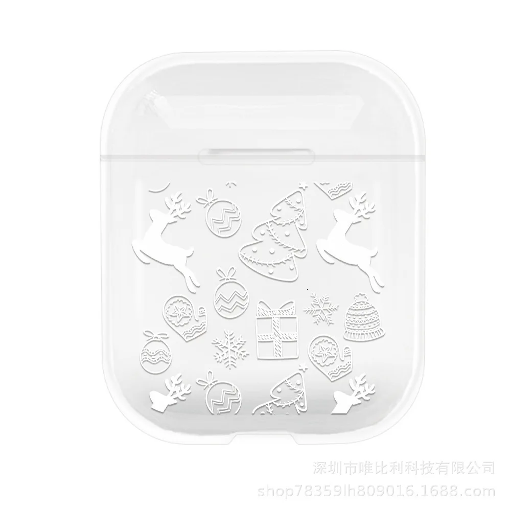 Для AirPods 1 2 Жесткий ПК Защитный чехол Коробка Рождественский окрашенный прозрачный для apple air pods Bluetooth беспроводные чехлы для наушников - Цвет: SD07