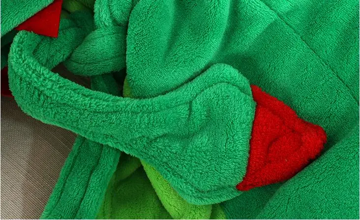Зимний детский банный халат с героями мультфильмов; детский банный халат; фланелевые банные халаты с капюшоном и рисунком динозавров; Цвет зеленый, красный; детские пижамы; халаты для мальчиков и девочек