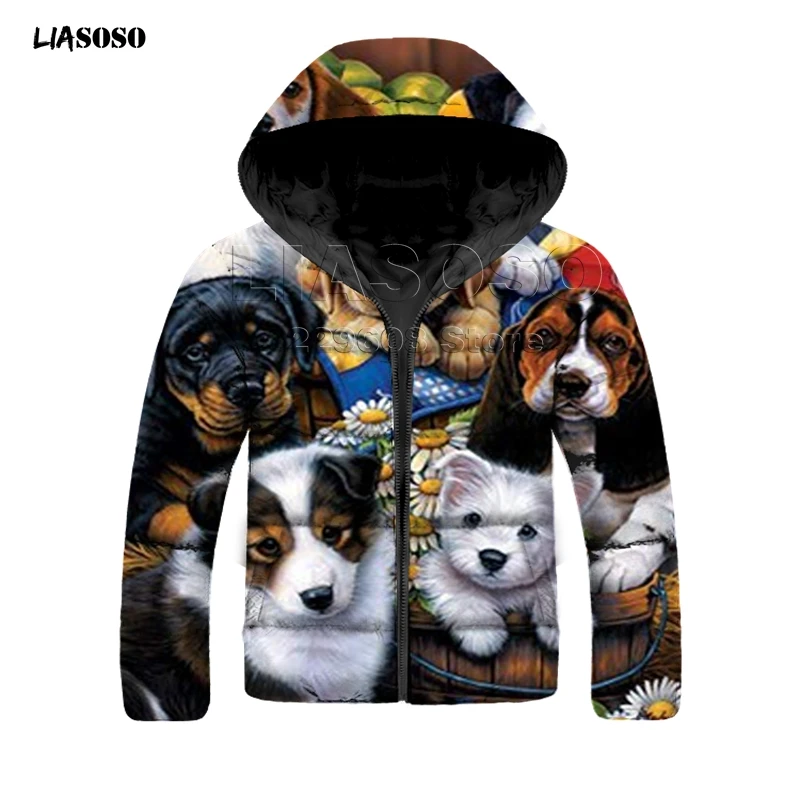 LIASOSO new design winter 3D Print Down jacket men&women animal,cat,dog rock singer Down jacket Hip Hop high quality pullover