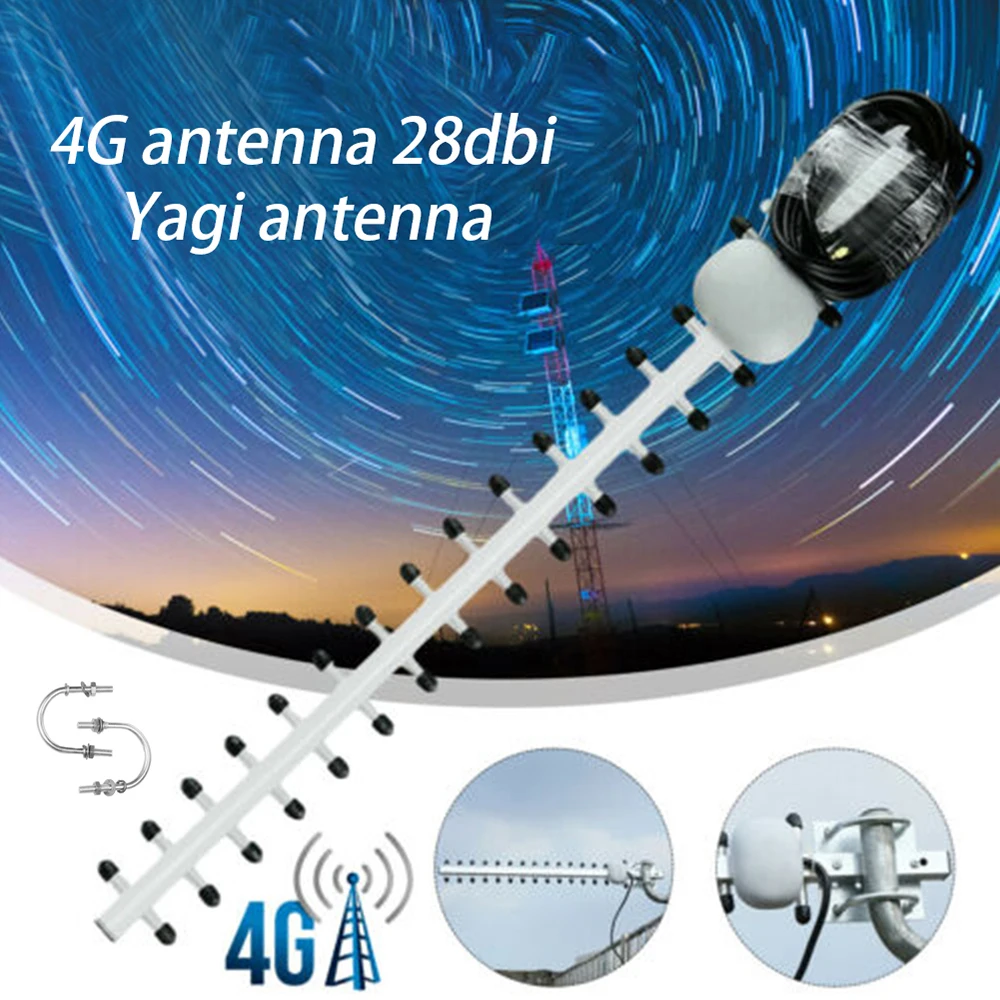 28dBi Yagi WiFi Antenna N FEMALE Long Range High Gain Booster Directional Silver 