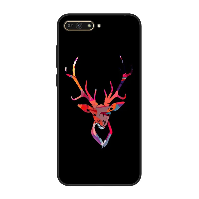 

Luxury Phone Case For Huawei Honor 7a Soft Silicone Phone Cases Cute TPU Patterned Black Cover For Huawei Y6 2018 Fitted Case