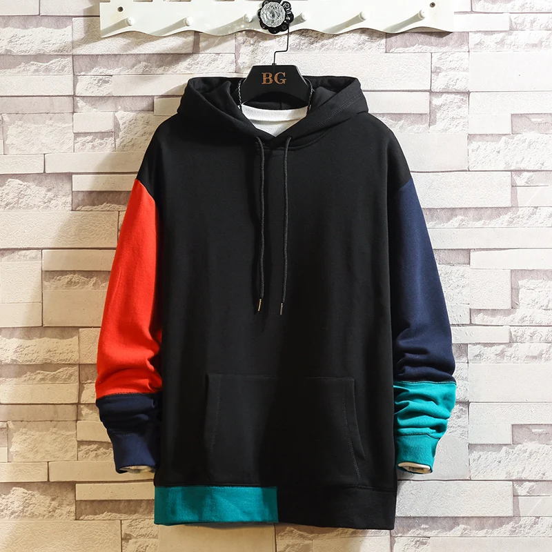 Черный Hoodies Men Sweatshirts Brand Clothing new arrival patchwork Hoodie Men Tracksuit - Цвет: Черный
