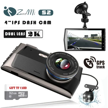 

4" dash cam with GPS track FHD 2k dual lens Car DVR Dash Camera Rear View WDR Night Vision 170° Wide Angle