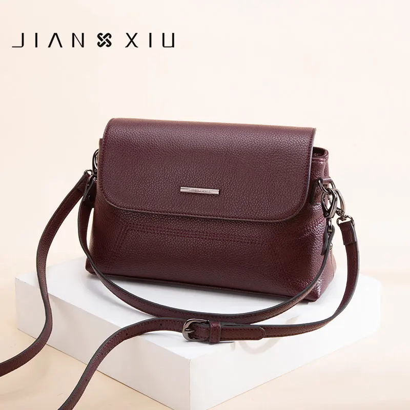 JIANXIU брендовые роскошные сумки из натуральной кожи женские дизайнерские сумки через плечо маленькая сумка через плечо 2 цвета кошелек - Цвет: Burgundy