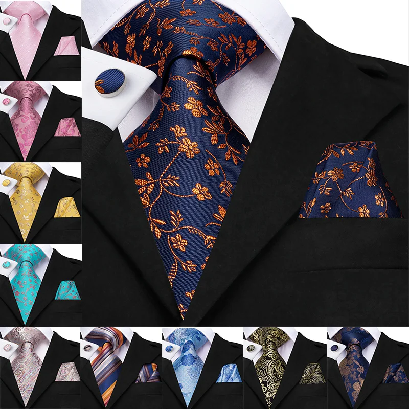 Hi Tie новые классические галстуки из 100% шелка мужские с воротником темно синие