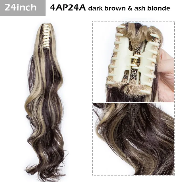 S-noilite Syntheitc Big Grab Ponytail Hair Extension Claw Clip In Ponytail Extension Hair Fake Hairpiece For Women Daily Party 24-467