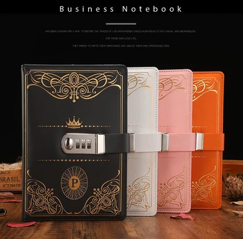 

Codebook, diary with lock, simple notebook, European style retro hand ledger