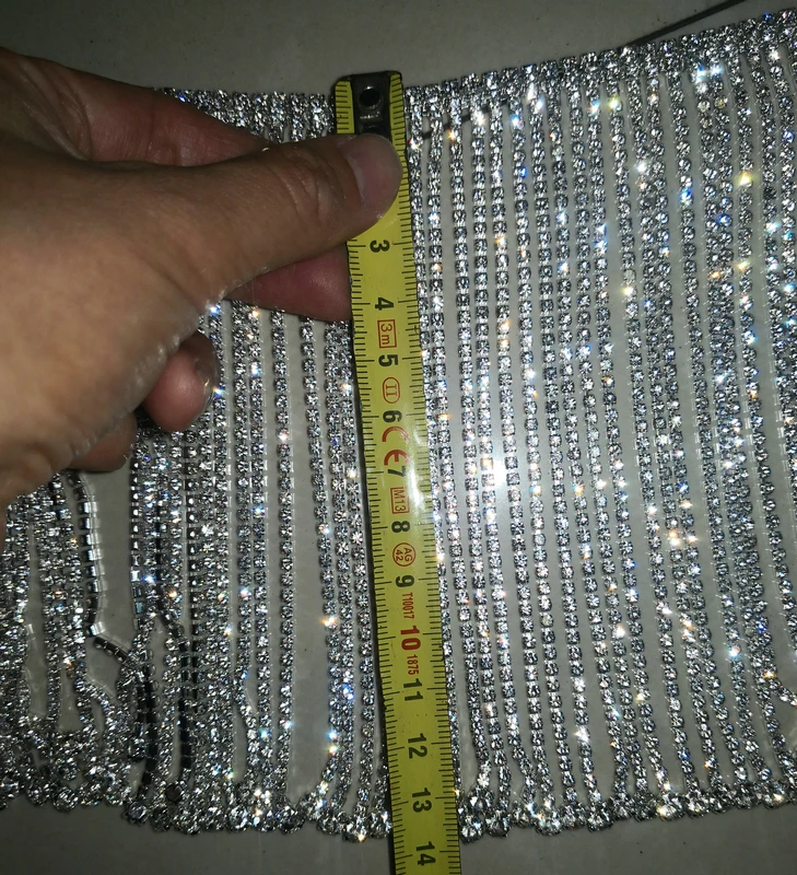 Clear white Стразы, украшенные стразами, на цепочке, Отделка лентой, кисточка, бахрома, кристалл, для свадьбы, выпускного вечера, аппликация для вечернего платья, аксессуары для шоу - Цвет: Clear white
