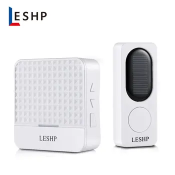 

LESHP Solar Powered Waterproof Wireless DoorBell No Battery Smart Door Bell Chime 1 Button 1 Receiver LED Light