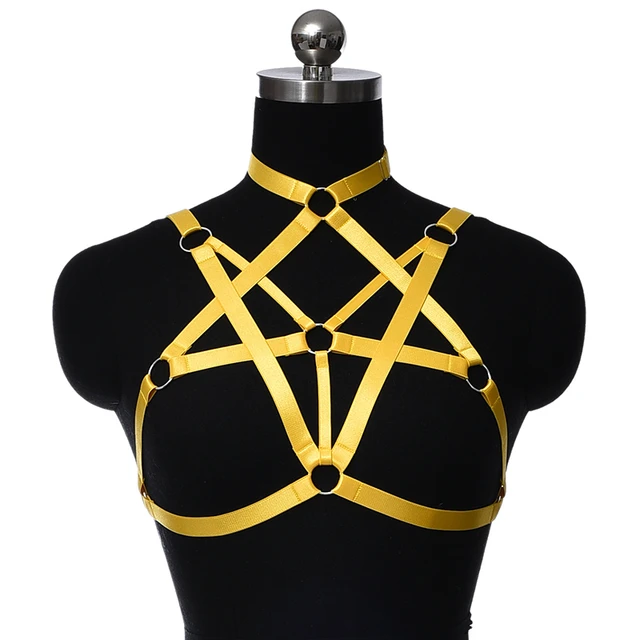 Sexy 90's Girl Gothic Lace Elastic Body Harness Bra Bandage body cage  harujuku fetish Cosplay Lace Body harness punk harness - AliExpress