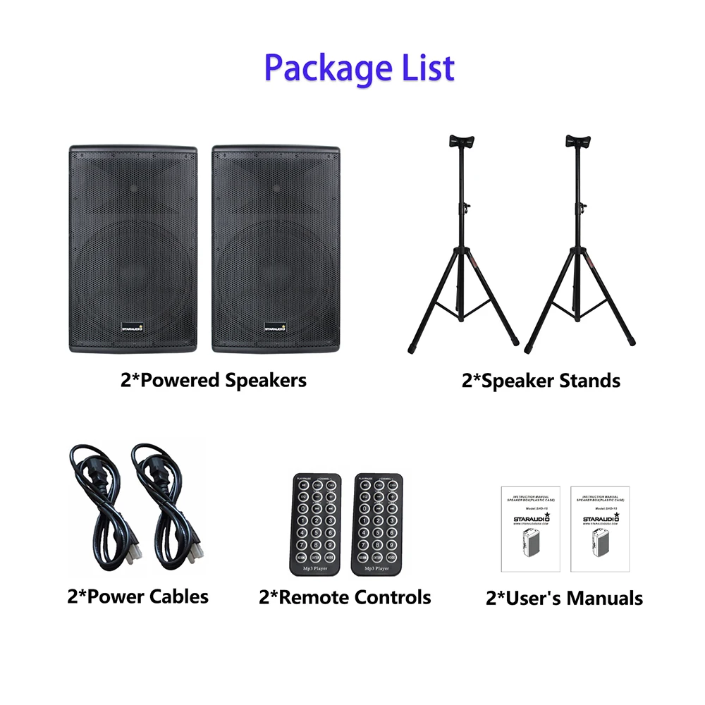 package list of the 2pcs audio speakers