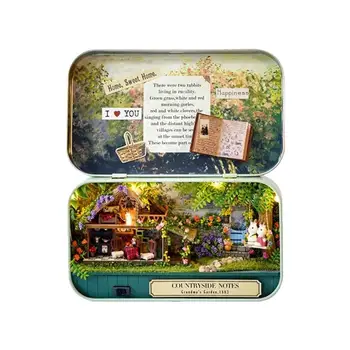 

Mini DIY Handmade Assembled Small House Wooden Box Theater Art House Creative Gift For Children Wooden Assembled Educational Toy