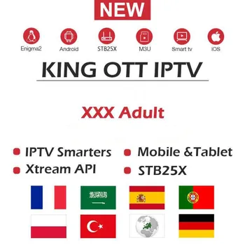 

KING OTT French iptv Abonnement for France Arabic Spain Nordic Support Adult Enigma2 Smart Android TV Box no channels included