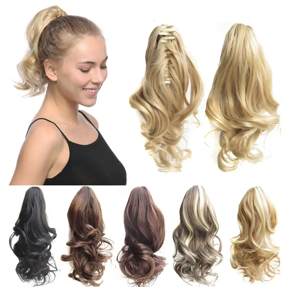 Jeedou Short Wavy Hair Ponytail Extensions Synthetic Claw
