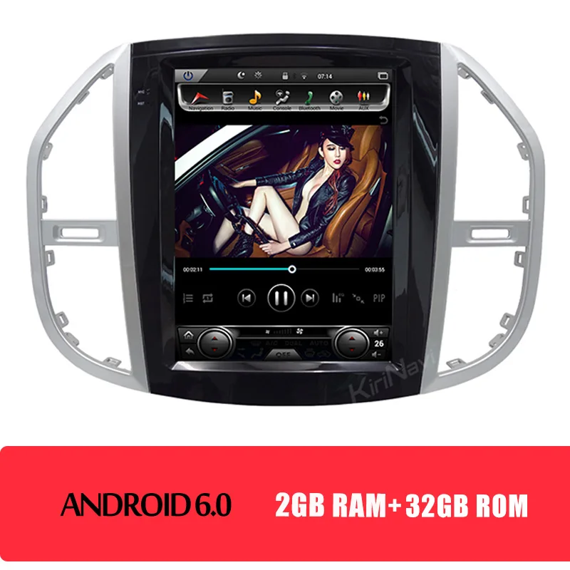 KiriNavi Telsa стиль вертикальный экран 12," 1 Din Android 8,1 Автомагнитола для Mercedes benz VITO Metris автомобильный Dvd авто gps навигация - Цвет: android car radio