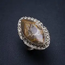 Натуральный драконий, септариевый ручной работы уникальный кольцо из стерлингового серебра 925, размер США 7 T7628