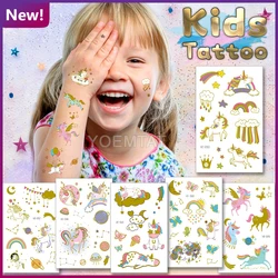 Rainbow Unicorn Crown Cartoon Cute Cloud Face Hand Girl Child Glitter Tattoo Kids Space 6 Month Temporary Tatoo 2021 Body Art