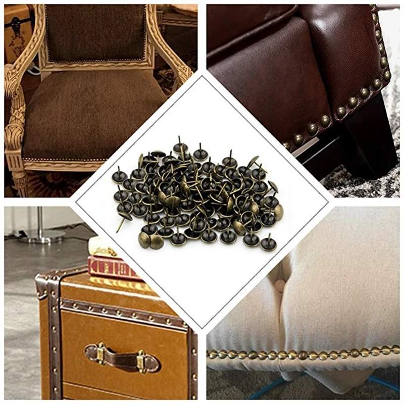 100PC античные бронзовые ручки обивка ногтей ювелирные изделия Подарочный винный набор коробка для дивана декора