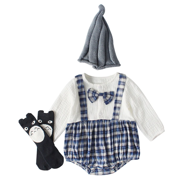 

New Baby Romper Fashion Brand Plaid Toddler Jumpsuit Long Sleeve Boy Rompers For Newborn Brother Sister Birthday Clothes