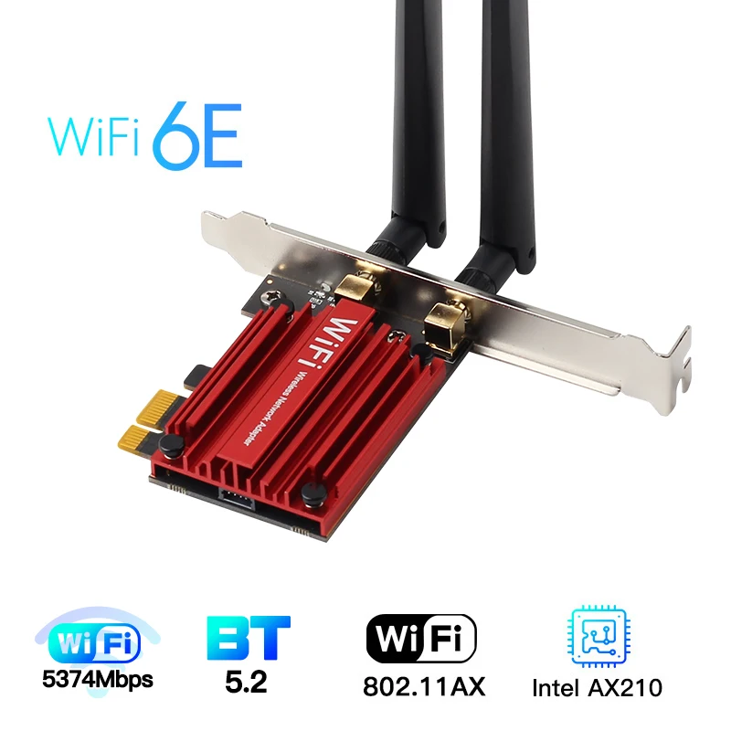 Intel Ax210 Bluetooth 5.2 Banda Dupla 2.4g 5ghz Wifi Cartão 802. 11ax ac Pci Express Placa de Rede sem Fio Adaptador pc 3000mbps Wifi6e Placas de rede - Imagem 2